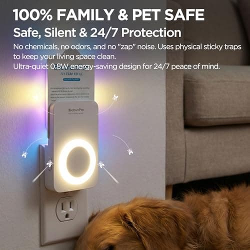 Flying Insect Traps+5 Refill Cartridges, 2026 2nd Gen, UV/Blue/Yellow Light Plug in Fly Trap & Indoor Bug Catcher for Gnats, No-Mess Bug Zapper, House & Fruit Flies, 7 * 24hrs Pest Control - Thumbnail 6