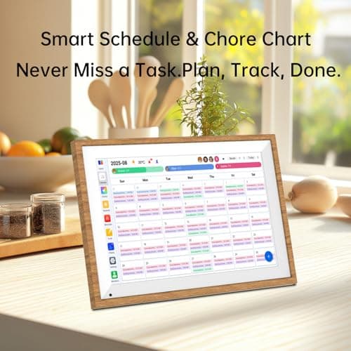 QUNUB 10.1 Inch Digital Calendar 2026 Chore Chart – Interactive Touchscreen Wall Planner, Smart Family Organizer for Family Schedules, Desktop and Wall Mountable, Woodgrain - Thumbnail 6