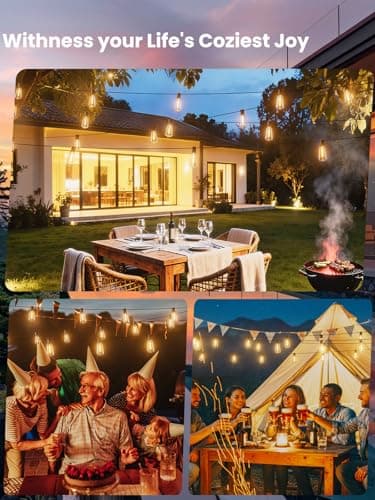 Svater Outdoor String Lights 120 FT ST38 Patio String Lights with 63 Waterproof Shatterproof LED Bulbs Connectable Lights for Outside Backyard Garden Porch - Thumbnail 6