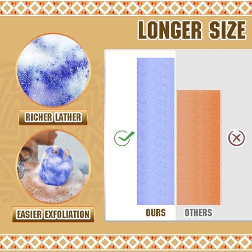 SpiralScgv 2 Pieces African Net Sponge Authentic – Real Authentic Exfoliating Bath Sponges for Silky Smooth Skin, Deep Cleansing Mesh for Full Body, Quick-Drying & Travel-Friendly（Blue Black） - Thumbnail 6