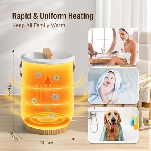 Towel Warmer for Bathroom, Portable Towel Warmer with Towel Clip, LED Display, Auto Shut-Off, Safety Lock, Towel Warmer Bucket Fits Two Oversized Towels, Bathrobes, Blankets, Pjs - White - Thumbnail 4