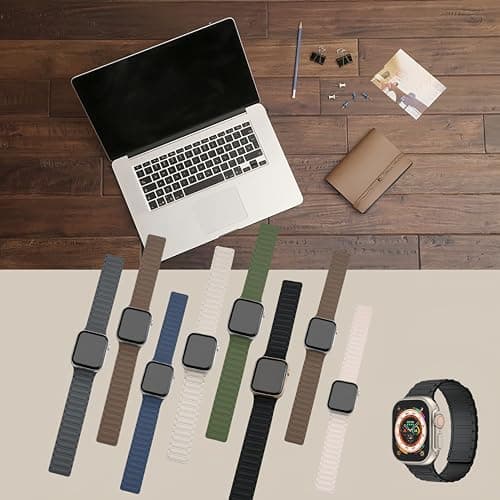Magnetic Watch Band for Apple Watch Bands Ultra 3/2/1 bands for men women iwatch band 49mm 46mm 45mm 44mm 42mm Sport Silicone Wristband Strong Magnet link Strap for apple watch SE 3/2/1 ,Series 11 10 9 8 7 6 5 4 3 2 1 ,Black - Thumbnail 4