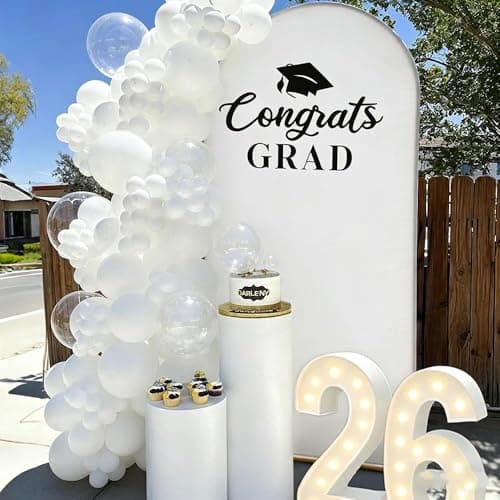 White Balloons Double Stuffed Pastel White Balloons Different Sizes Clear Bobo Balloon Garland Arch Kit 18/12/5 Inch for Birthday Baby Shower Bridal Wedding Graduation Party Decorations - Thumbnail 6