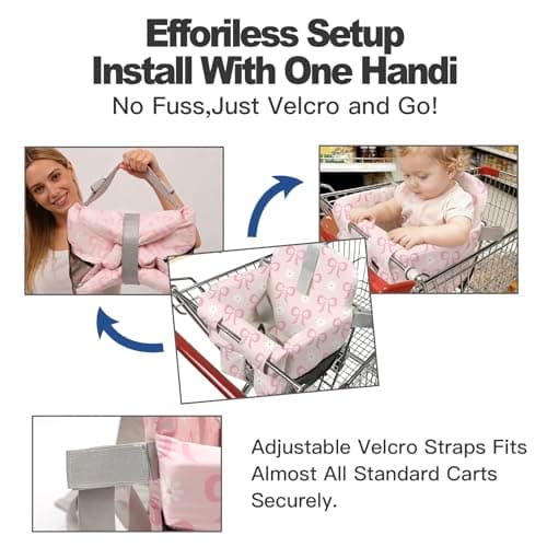 Padded Shopping Cart Cover for Baby Boy & Girl, High Chair Cover for Restaurant Seat, Machine Washable Infant Toddler Buggy Seat Cover (Pink Bow) - Thumbnail 3