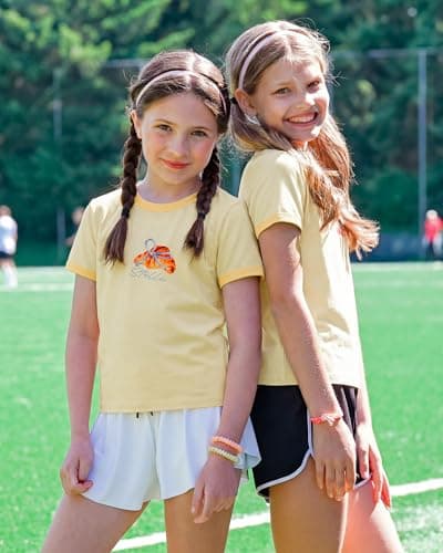 Stelle Girls Graphic Tees Short Sleeve Girls Shirts Cute Tops Crew Neck Casual Basic Summer T-Shirt for Kids Teen 14-15 Years(Butter Croissant|Vanilla,XXL) - Thumbnail 3