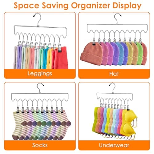 Pants Hangers Space Saving with Clips,Closet Organizers and Storage,20 Non-Slip Rubber Clips Metal Legging Organizer for Jeans Skirt Home Essentials,Dorm Room Essentials for College Students Girls Guy - Thumbnail 4