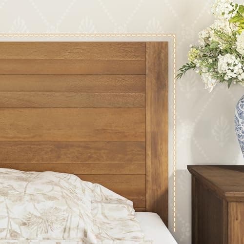 Cozyman Wood Platform Bed Frame Queen Size with Headboard, Camas Queen, Acacia Wood, No Box Spring Needed, Easy Assembly, Dark Wood - Thumbnail 5
