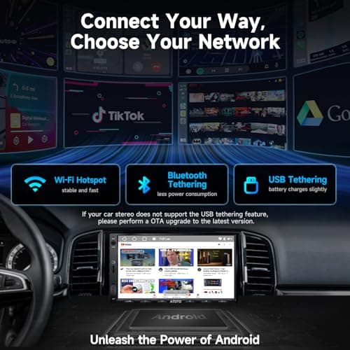 ATOTOZONE A5L 7inch Android Double DIN Car Stereo & Backup Camera, Wireless CarPlay& Android Auto Touchscreen Head Unit, WiFi/Bluetooth/USB, 2G+32G,MirrorLink, 24B-EQ DSP, FM/AM,GPS Tracking &AI Chat - Thumbnail 2