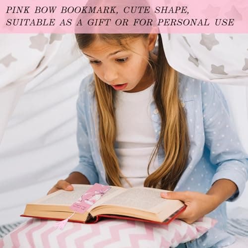 12PCS Pink Bow Bookmarks, Paper Bookmark with Tassels, Pink Bookmarks for Book Lovers Gifts, Double-Sided Colorful Cute Book Marks for Women, Book Accessories, Classroom Reading Supplies - Thumbnail 5