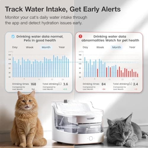 PETGUGU AI Cat Water Fountain with App Monitoring, Ultra-Quiet Automatic Pet Water Dispenser, Wireless Pump, 8-Layer Filtration BPA-Free, WiFi Cat Drinking Fountain for Cats and Dogs (2.4G Only) - Thumbnail 4