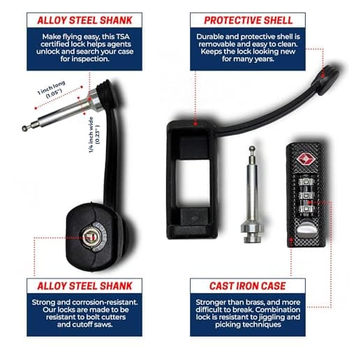 Cedar Mill TSA Approved Gun Case Lock – Durable, Cut-Resistant Security TSA Locks for Gun, Pistol, Revolver Case or Firearms – Child-Safe Trigger Locks for Rifles and Shotguns - Thumbnail 2
