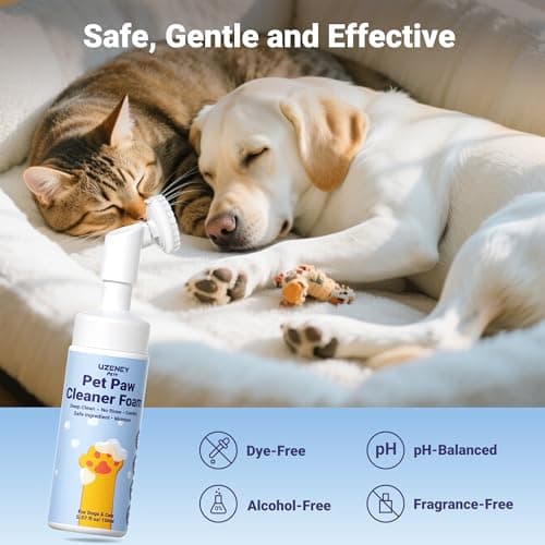 UZENEY Pet Paw Cleaner, No-rinse Dog Paw Washer, Waterless Foam Foot Cleanser for Larger Dogs&Small Dogs&Cats, Built-in Scrubber Brush for Dirty and Muddy Paw, Safe Ingredient, pH-balanced, 5.07 fl.oz - Thumbnail 3