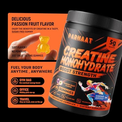 NSF Certified Creatine Gummy - Creatine Monohydrate Gummies 5g for Men & Women - Boost Focus,Strength, and Endurance, Vegan, Gluten-Free, Non-GMO, 2.5 Gram Creatine per Gummy ( Passion fruit 90 ct) - Thumbnail 6