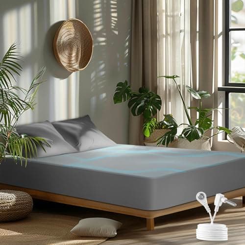 Grounding Sheet Queen,6% Pure Silver Fiber 94% Cotton Connected Earth Energy, Grounding Bed Sheets 18" Deep Pocket with Grounding Cord Enhances Energy and Well-Being(60"x 80" Grey) - Image 1