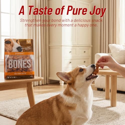 PETPHABET Dog Treats Peanut Butter Bones, 2.5 inch Rawhide Free Chews 25 Count, Digestible Chewing Snacks for Small Puppy Dogs, Natural Healthy Snacks for Training Rewards, 18.5 oz - Thumbnail 6
