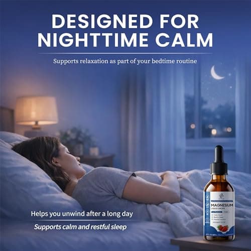 Liquid Magnesium Glycinate Drops for Sleep Support & Nighttime Calm,Magnesium Drops with Chamomile, Ashwagandha, L-Theanine & GABA for Relaxation Support, Gentle Absorption, Strawberry Flavor, 2 Fl Oz - Thumbnail 4