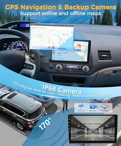 XGU 8 Core 2+64G Car Stereo for Honda Civic 2006 2007 2008 2009 2010 2011 Radio Apple Carplay Android Auto,10.1" Touch Screen for Civic Head Unit GPS Navi,5G WiFi,FM RDS EQ HiFi,SWC,Backup Camera - Thumbnail 4