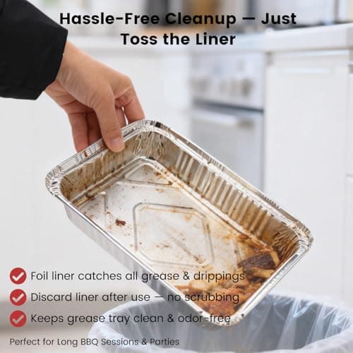 BLUES GRILL PARTS 67047 Catch Pan Kit with 5Pcs Aluminum Liner - Grease Drip Tray 6415/83156 Replacement for Weber Spirit/Spirit II 200/300, Genesis/Genesis II LX 200/300 & Traveler Grills - Thumbnail 4