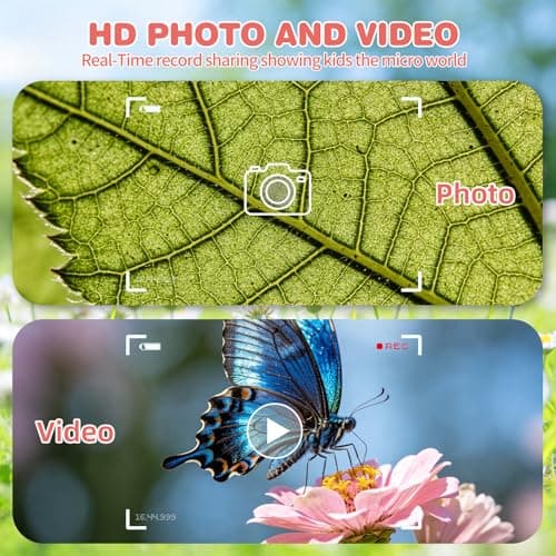 Pocket Kids Microscope for Over 3 Years Old, 1000X Handheld Microscope for Kids w/2''IPS Digital, Photo Video Mini Portable Microscopes, Science Edu Digiscope,Christmas Birthday Gifts for Kids - Thumbnail 5