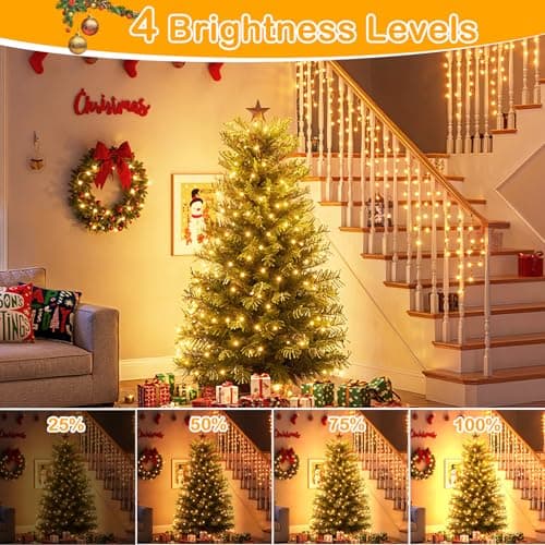 Decute 300LED 99FT Christmas Tree String Lights Green Wire Dimmable with Remote Control, UL Listed Plug in Fairy Starry Lights Decorative for Christmas Tree Party Wedding Indoor Outdoor Warm White - Thumbnail 6