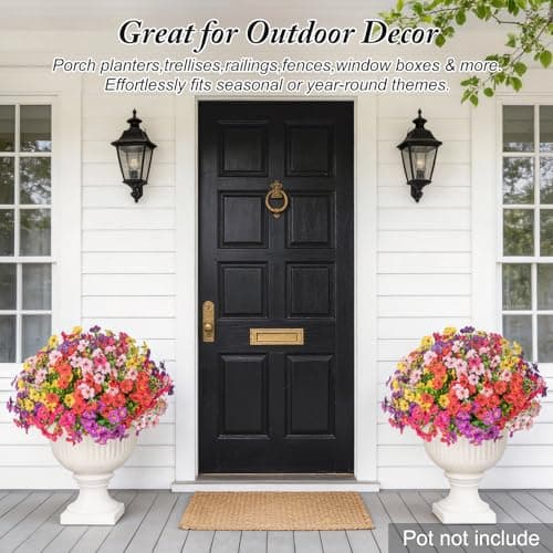 Trepcow Artificial Flowers for Outdoors - UV Resistant Realistic Spring Fake Flowers,16 Bundles Faux Flowers Bulk for Outdoor&Indoor Decor,Fake Plants for Garden,Porch,Window Box,6 Multicolor - Thumbnail 4