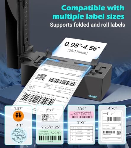 ORGBRO Thermal Shipping Label Printer, 4X6 Shipping Label Printer for Small Business Support Windows macOS Chrome Amazon Ebay Shopify USPS, Bluetooth & USB, Black - Thumbnail 5