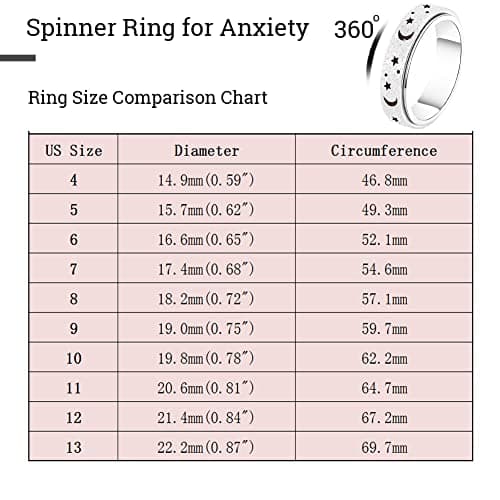 MHWTTY Anxiety Ring for Women Fidget Toys Adults Ring Spinner Rings for Women Men Anxiety Toys Anxiety Relief Toys Gift (Silver_A, 10) - Thumbnail 6