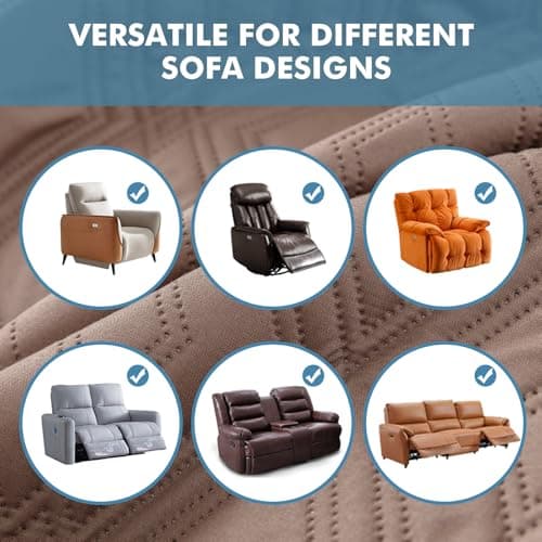 Genina 100% Waterproof Recliner Chair Covers, Anti-Slip Recliner Cover Dog Chair Cover Furniture Protector, Chair Sofa Slipcover for Pets Dogs, 1 Piece (Taupe, Recliner) - Thumbnail 6