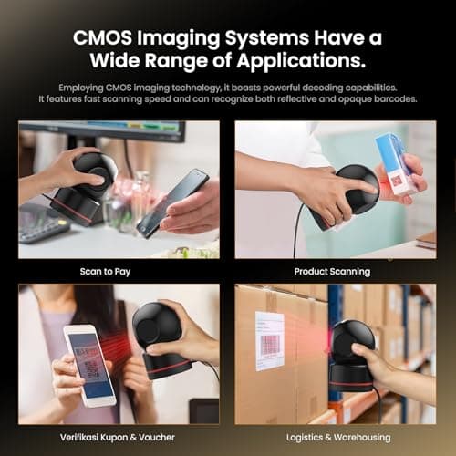 T27H Omnidirectional Auto-Sensing Desktop USB Barcode Scanner, Hands-Free Adjustable Angle 1D/2D QR Code Reader, Plug and Play Wired Scanner for POS, Library and Inventory - Thumbnail 5