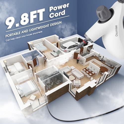 Osumlee Pressurized Handheld Steam Cleaner with 14 pcs Accessories 15.2OZ Multi-Purpose Portable Steamer for Cleaning, Multi-Surface Steamer for Home, Floor, Grout - Thumbnail 4
