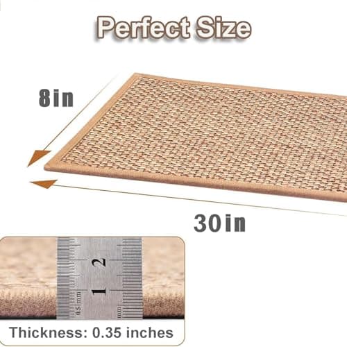 Non Slip Stair-Treads for Wooden Steps Indoor, 15 PCS Stair-Carpet Treads Washable Stair-Runner Rugs for Kids and Dogs, Stair Runner Rugs, 8" X 30" Beige - Thumbnail 2