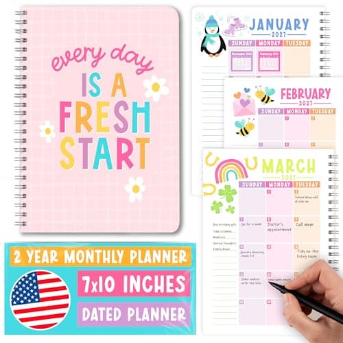 2 Year Monthly Planner 2026-2027 - 2 Year Planner 2026-2027, Monthly Calendar 2026-2027, Calendar Book, Pink Calendars, Planners & Organizers - Image 1