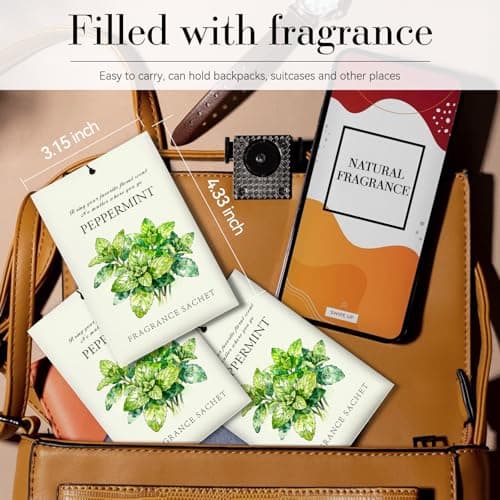 HOMELLAX Mint Scented Sachet Bags - 12 Pack Drawer & Closet Freshener, Long Lasting Odor Eliminator for Wardrobes, Cars & Storage, Home Fragrance Air Freshener Sachets - Thumbnail 5
