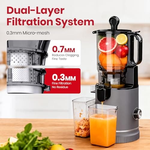 LAUDLIFE Cold Press Juicer Machine, 5.9" Wide Feed Chute Juice Extractor, 80 oz Large Hopper, Easy to Clean & High Juice Yield, BPA Free, Slow Masticating Juicer for Whole Fruits & Vegetables - Thumbnail 6