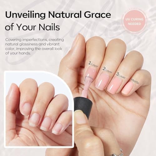 modelones Gel Nail Polish Set 2 Pcs 15ml Jelly Nude Pink and Milky White Gel Polish, French Manicure Base Gel Bubble Bath UV Soak Off Nail Gel for Gradient Nail Art, DIY Home or Salon - Thumbnail 4