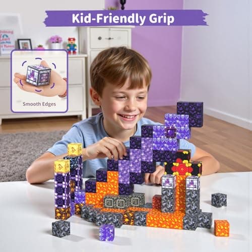 VNLINA Magnetic Blocks Building Toys - 108PCS Magnet Building Block Set Construction Cubes STEM Sensory Stacking Kids Toy for Age 3-5, 4-8, 8-12 - Thumbnail 4