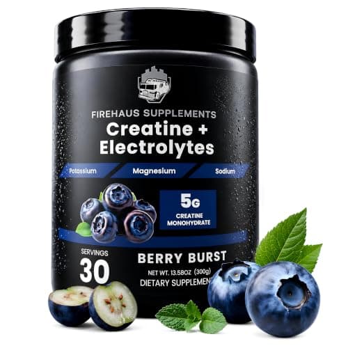 FireHaus Supplements Creatine + Electrolytes, 5g Creatine Monohydrate with Potassium, Magnesium, and Sodium for Strength, Hydration, and Recovery Support, Berry Burst Flavor, 30 Servings - Image 1