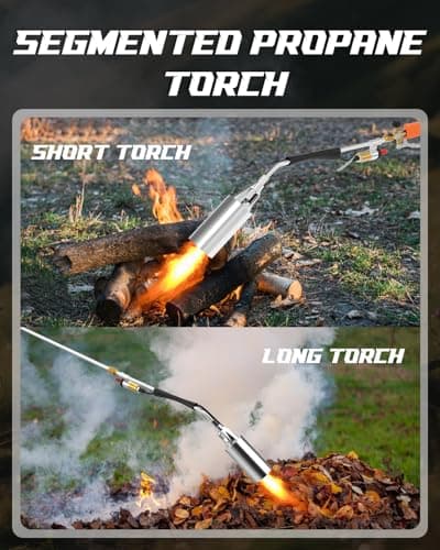 Propane Torch Weed Burner Heavy Duty, 340,000 BTU Propane Weed Burner with 12FT Hose, Weed Burner Torch with Self Igniting Turbo Trigger, 2 Extension Modes for Weeding, Roofing, Ice Melting, BBQ - Thumbnail 2