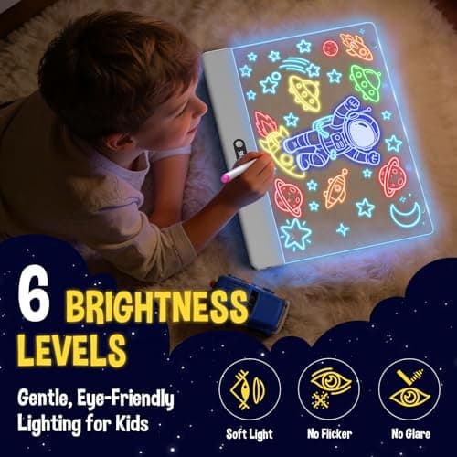 High Grade Led Drawing Board for Kids with 8 Light Effects, 16" Rechargeable Wireless Dry Erase Glow Note Doodle Pad, Acrylic Dry Erase Board with Stand, 2026 Birthday Gifts for Boys & Girls Ages 3–12 - Thumbnail 3