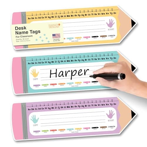 Hadley Designs Desk Name Tags for Classroom –36 Student Name Tags for Desks, 14.5x4 Name Plates for Classroom Decor, Teacher Supplies Pastel Nametags, 1st-3rd Grade Kindergarten Preschool Must Haves - Image 1