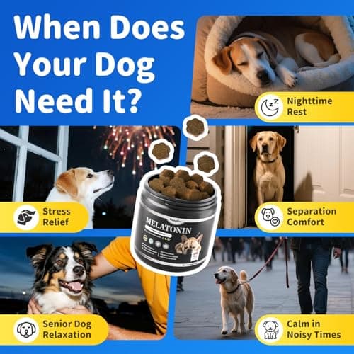 Dog Melatonin Calming Chews for Nighttime Sleep, Natural Relaxation & Stress Support for Dogs & Puppies Calming Treats, Barking, Separation, Anxiety, Fireworks, Upgraded Bacon Flavor, 90Ct - Thumbnail 4
