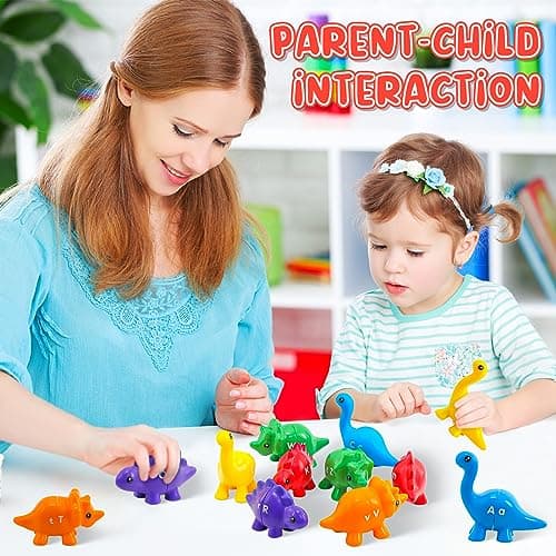 Montessori Learning Toys for Toddlers 1-3, Matching Letters Fine Motor Toy, Double-Sided 26 PCS ABC Dinosaur Alphabet Games for Kids Ages 3-5, Alphabet Learning Dinosaur Set for Kindergarten - Thumbnail 3