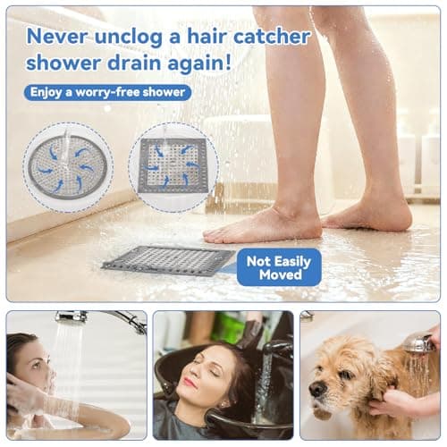 2Pcs Shower Drain Hair Catcher, 4.72" Shower Drain Cover, All-in-One Universal Sink & Shower Drain Strainer, Easy Installation, Stainless Steel and Silicone Bathroom Accessories for Tub, Bathtub - Thumbnail 2