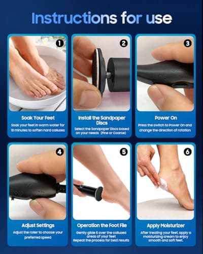 HayZBao Electric Callus Remover for Feet | FSA&HSA Eligible 12V High Power Plug-in Electric Foot Callus Remover with 60 Pcs Sanding Discs - Thumbnail 5