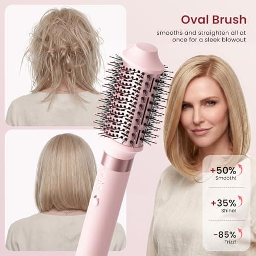 MESCOMB 6 in 1 Hot Air Styler Wrap, Professional Hair Styler with Thermal Round Brush for Blowouts, Fast Drying for Blow Dry, Curling, Volumizing, Straightening, Salon Results in Minutes (Light Pink) - Thumbnail 4