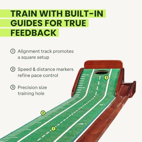 Perfect Practice Compact 8' Putting Mat with Automatic Ball Return – Space-Saving Indoor Putting Green for Apartments, Home & Office – Golf Training Aid with Alignment Guides - Thumbnail 4