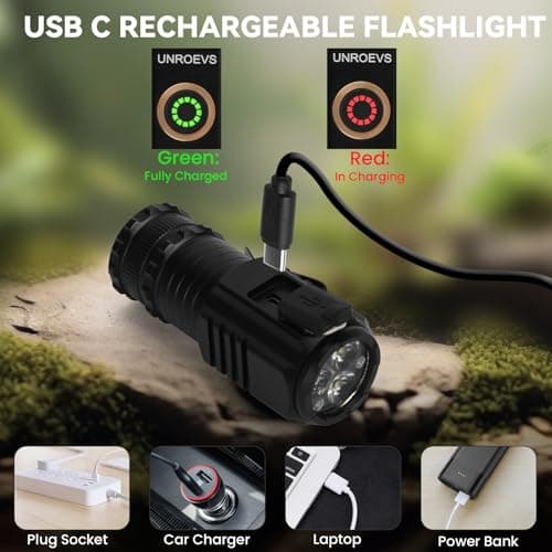 UNROEVS Mini Flashlight 2550 Lumens Rechargeable USB C Charging, Small EDC Flashlight 5 Modes, Pocket Light with Clip, Magnetic Flashlight for Outdoor,Gifts for Home,Camping, Hiking,Emergency - Thumbnail 5