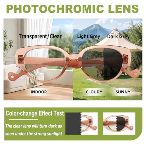 Yiwaeye Photochromic Blue Light Blocking Reading Glasses for Women, Stylish TR90 Cateye Sun Readers Anti UV Ray Glare Filter 2 Pack Purple/Brown 1.5+ - Thumbnail 3