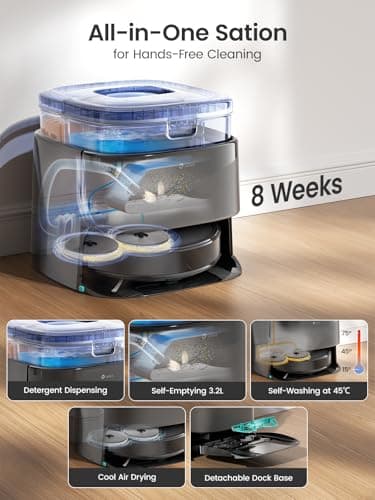 Lefant M3 Max Robot Vacuum and Mop, 20000Pa Suction,Multifunctional Dock with Hot Water Self-Cleaning&Drying, Obstacle Avoidance,90-Day Self-Emptying, 5G WiFi Alexa/APP/iWatch Control - Thumbnail 2