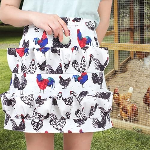 HICHBRLICH Egg Collecting Apron with 12 Deep Pockets Gathering Holding Farmhouse Fresh Eggs for Chicken Hen Duck Goose - Thumbnail 2